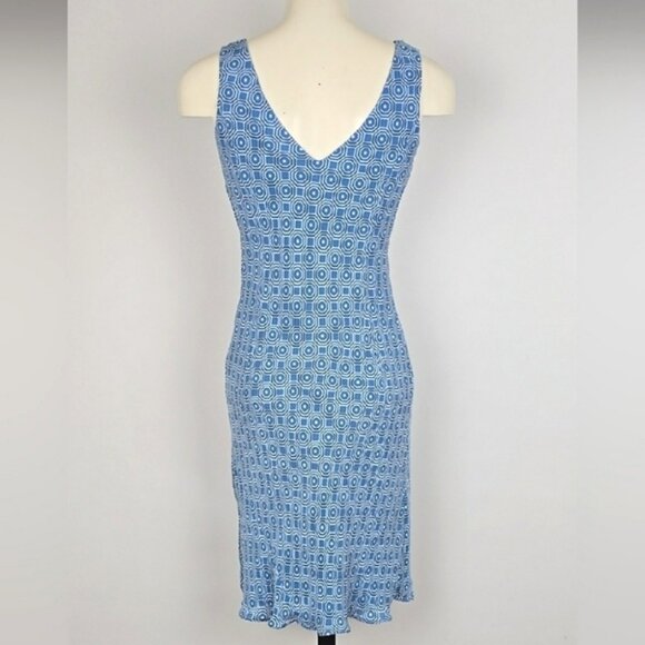 Jones New York Signature Blue White V Neck Sleeveless Dress Silk Lining  Size 4 - Picture 3 of 13